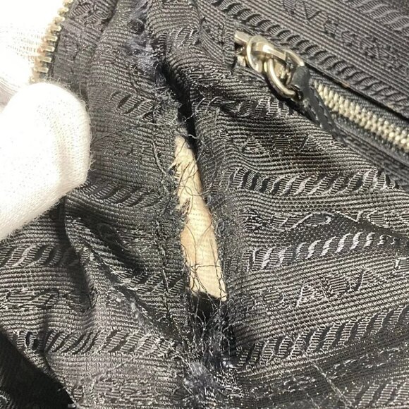 Auth PRADA triangle logo plate Bag Hand Bag Nylon Black - Picture 8 of 16